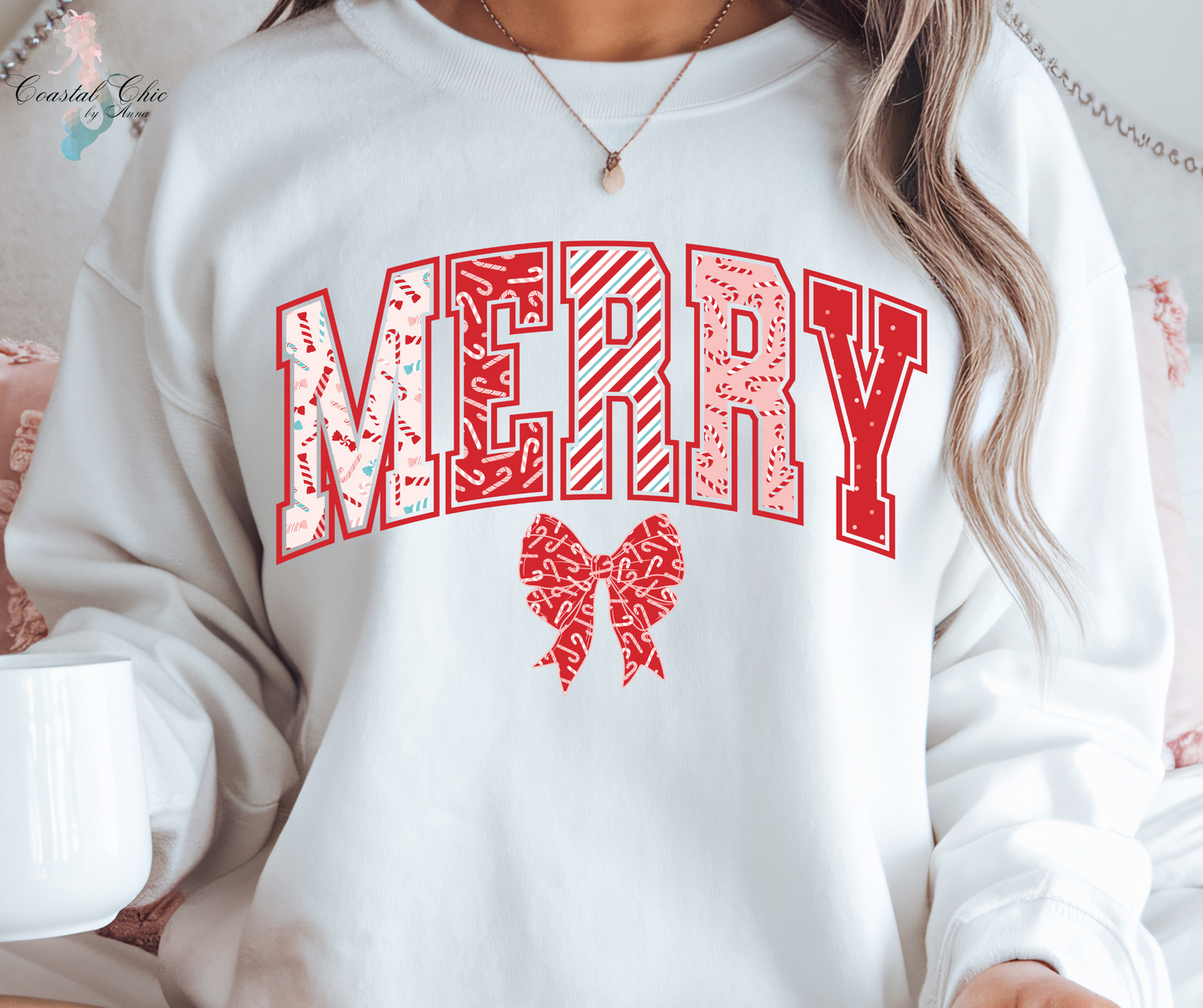 Merry Sweatshirt, Merry Candy Cane Sweatshirt