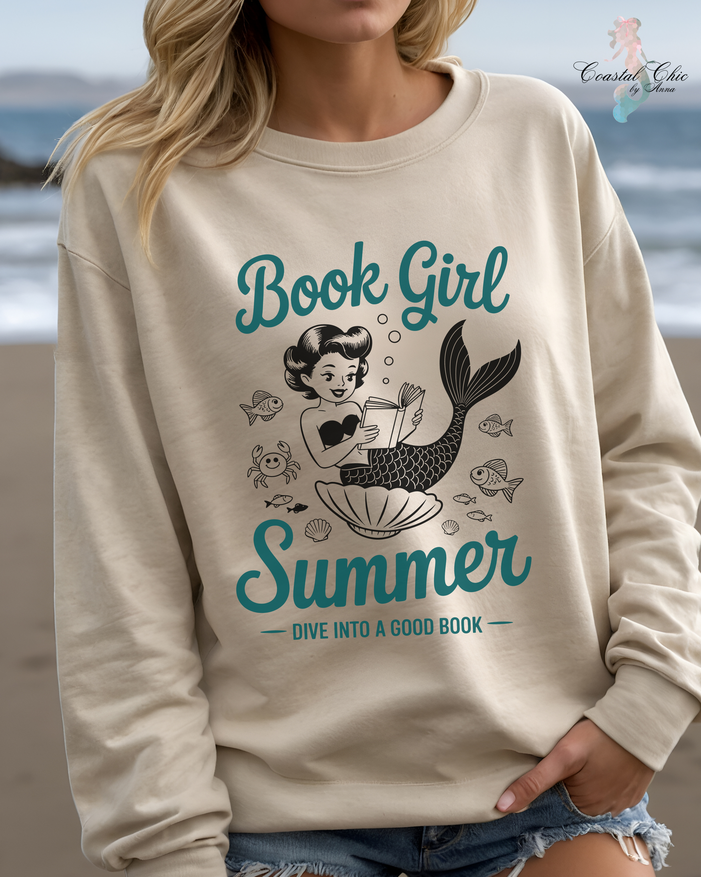 Mermaid Book Girl Summer Sweatshirt