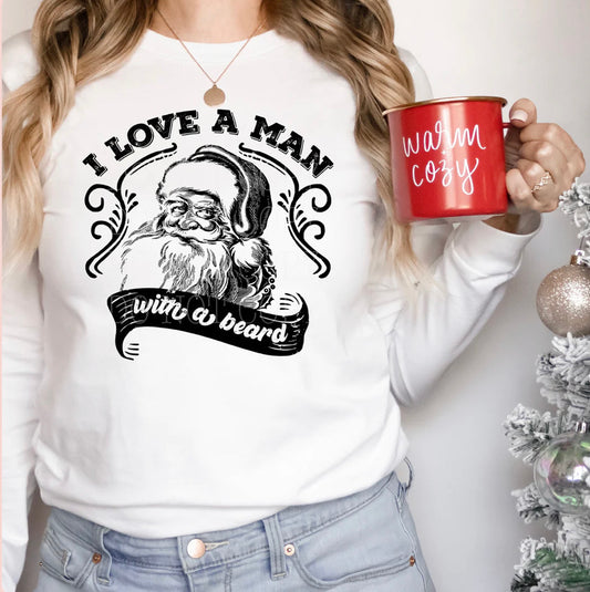 I Love a Man with a Beard Santa Christmas Sweatshirt