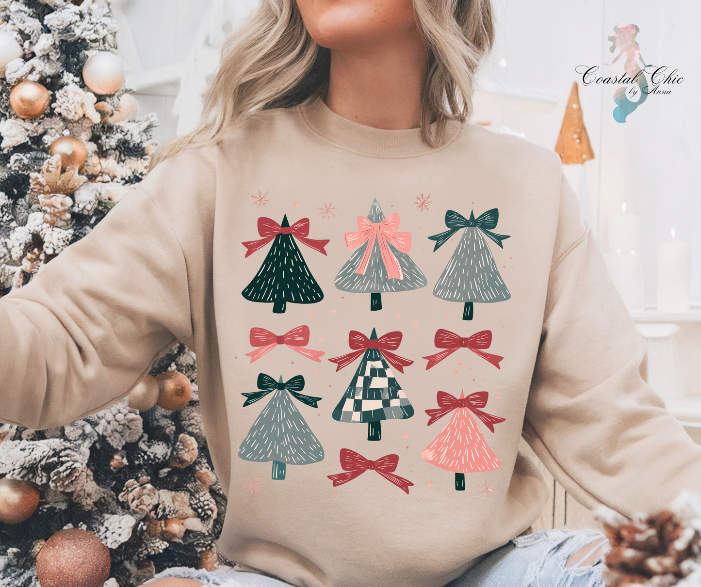 Coquette Christmas Trees Sweatshirt