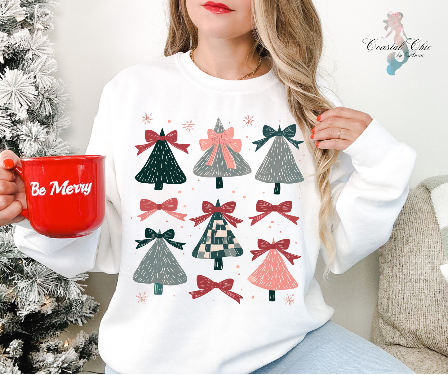 Coquette Christmas Trees Sweatshirt