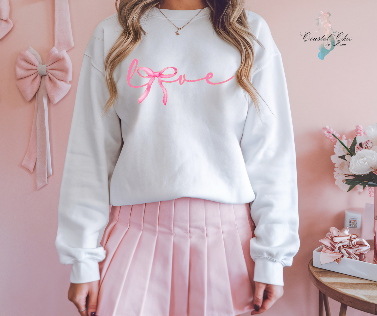 Love Sweatshirt, Coquette bow love Sweatshirt