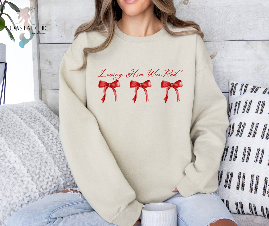 Loving Him Was Red Coquette Bow Sweatshirt