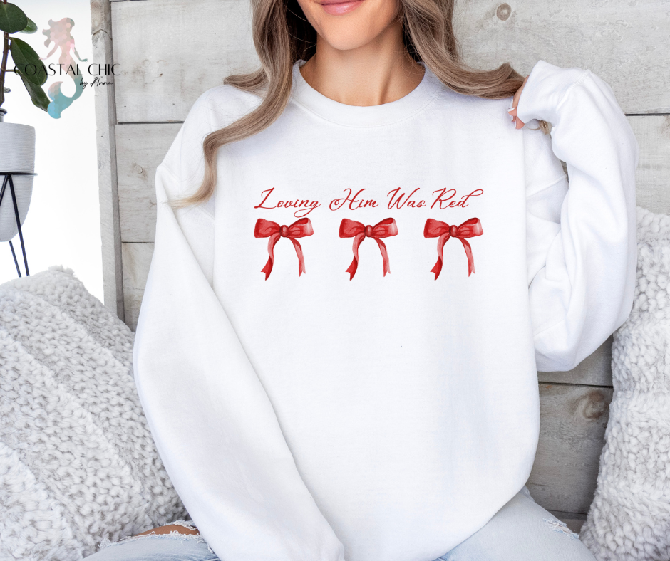 Loving Him Was Red Coquette Bow Sweatshirt