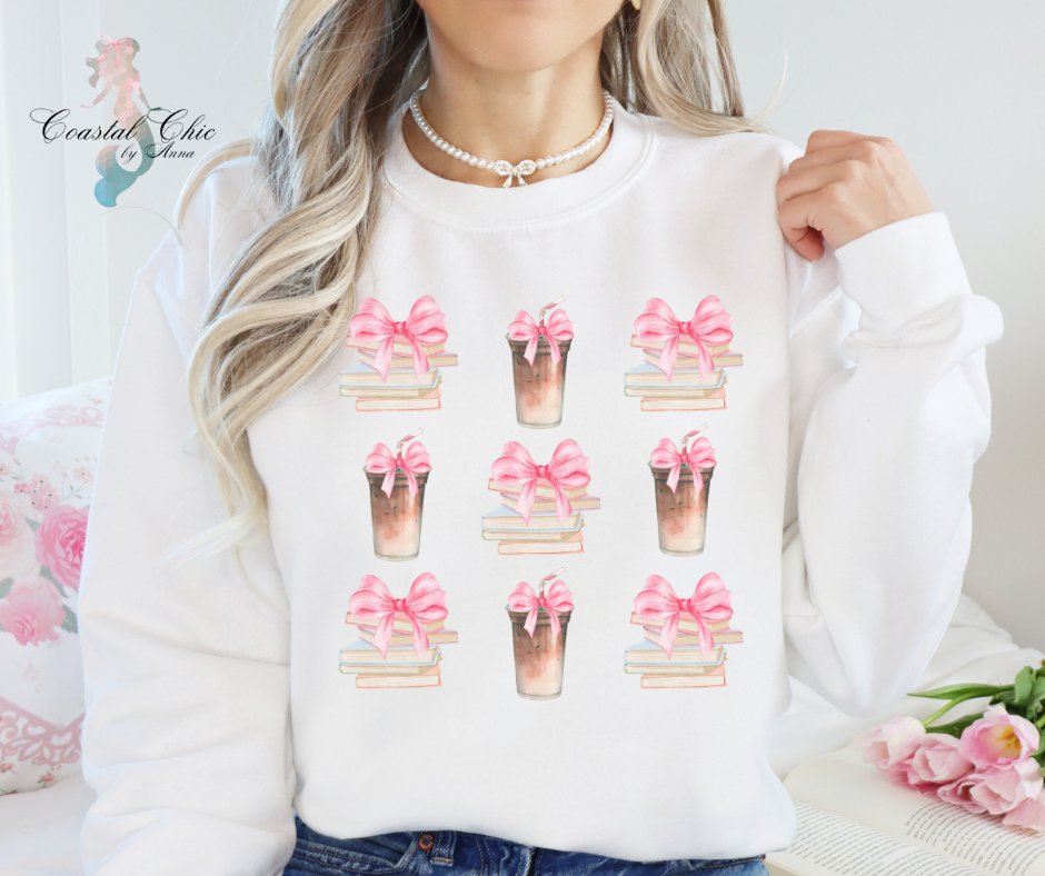 Coquette Coffee and Books Sweatshirt