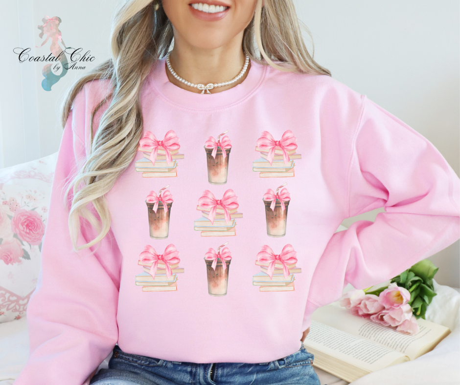 Coquette Coffee and Books Sweatshirt