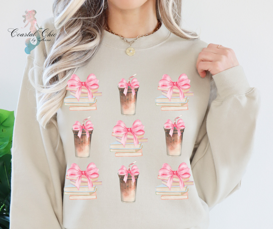 Coquette Coffee and Books Sweatshirt