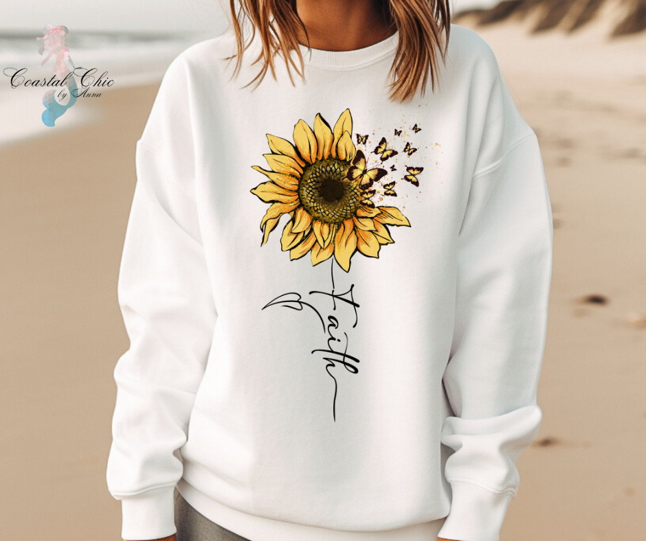 Faith Sunflower Butterfly Sweatshirt