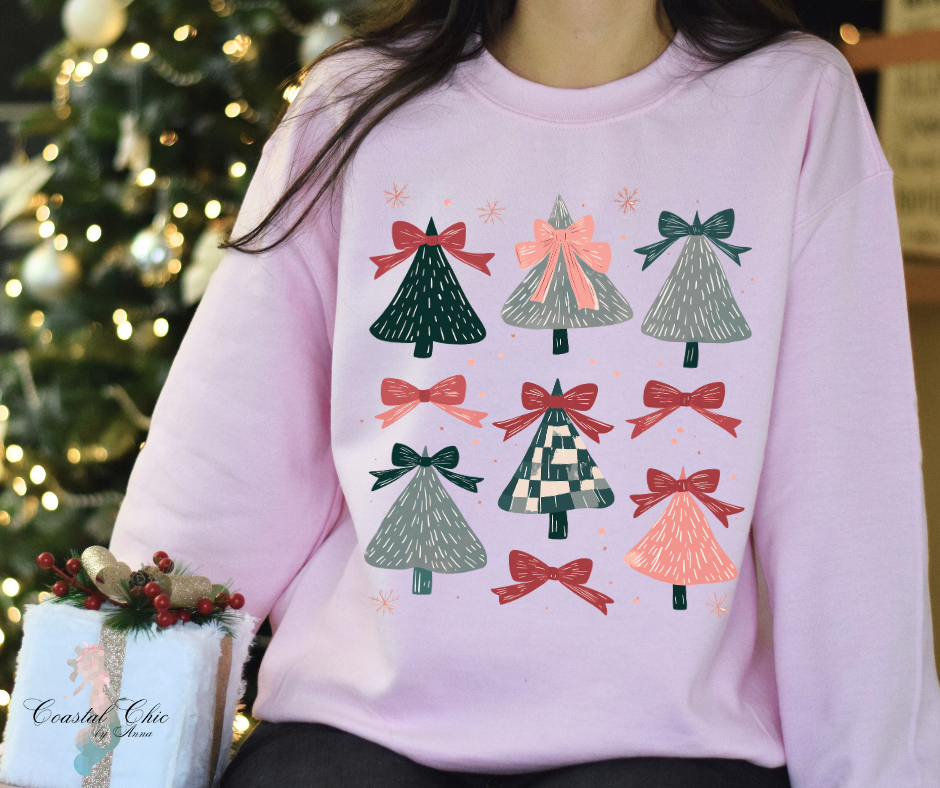 Coquette Christmas Trees Sweatshirt