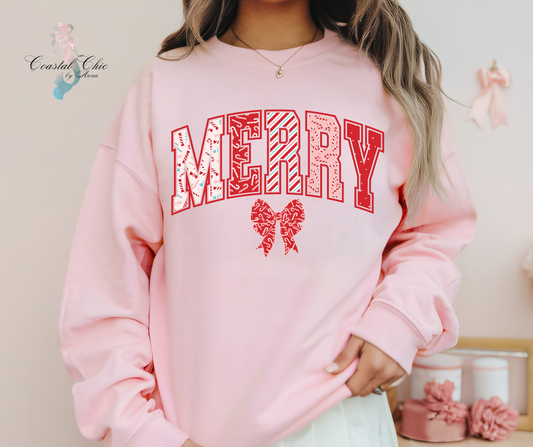 Merry Sweatshirt, Merry Candy Cane Sweatshirt