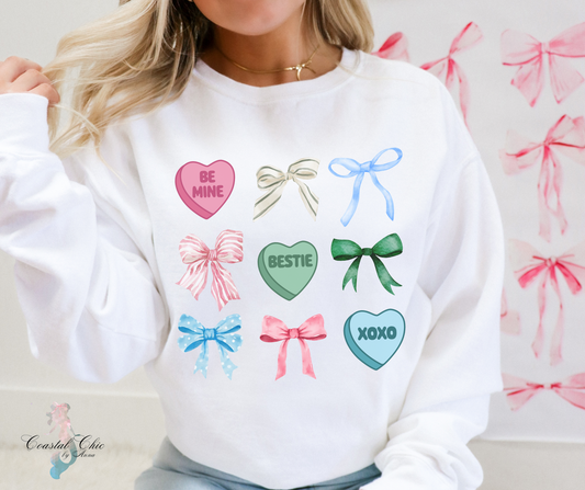 Valentine Bows and Heart Candy Sweatshirt