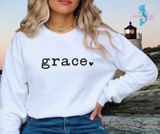 Grace shirt, Grace Crewneck Sweatshirt, Inspirational shirt, Faith Sweatshirt, Grace heart shirt, gift for her