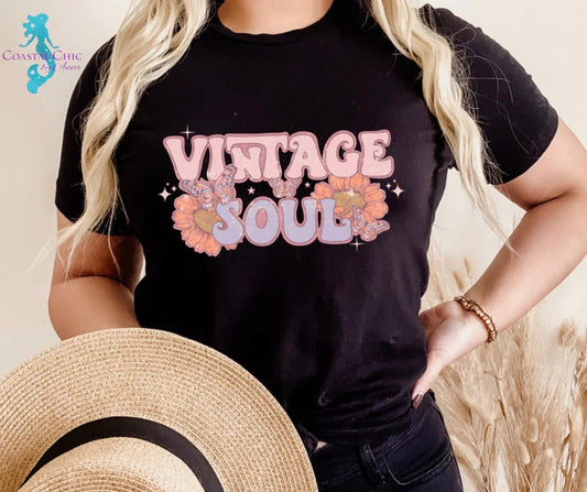 Vintage Soul Tshirt, Vintage soul shirt, retro boho graphic shirt, vintage retro graphic, boho vintage soul shirt, gift for her, butterflies